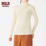 无印良品 MUJI 女式  罗纹高领毛衣 W9AA870 长袖针织衫 米白色 XS