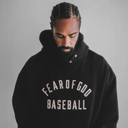 FEAR OF GOD ESSENTIALSFOG FEAR OF GOD BASEBALL小众美式潮牌秋冬加绒宽松连帽卫衣男 BASEBALL杏色字母帽衫黑色 XL
