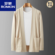 罗蒙（ROMON）秋季中长款开衫毛衣男韩版潮流针织衫个性薄外套男士青年线衣外穿 8859杏色 M