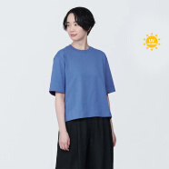 无印良品（MUJI）女式 防紫外线凉感 宽版短袖T恤 上衣打底衫内搭防晒 蓝色 XS (150/76A)