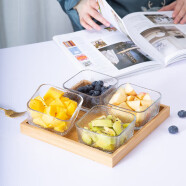 青苹果果盘玻璃创意客厅家用聚会糖果零食点心盘收纳小食碗4只礼盒装