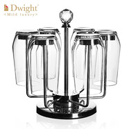 德韦特（DWIGHT）高档轻奢水晶玻璃杯套装家用客厅耐热牛奶杯泡茶杯办公室喝水杯子 水晶杯400ml*6+钻石旋转杯架