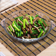 菲内克斯 耐热钢化玻璃盘子烤盘凉菜盘微波炉鲍鱼盘双耳家用菜盘烘焙餐具 10英寸(口径25cm)