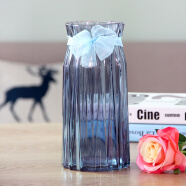 爱泽宝 美式田园风玻璃花瓶  客厅卧室电视柜餐桌装饰品摆件 仿真花花瓶折纸3D花瓶 深蓝花瓶（配丝带）