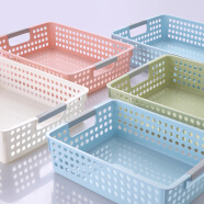 新款日式长方形塑料A4文件篮子办公室收纳篮置物篮塑料框子玩具筐 小号蓝色