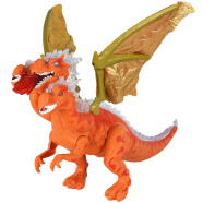 儿童恐龙玩具霸王龙模型套装 大号电动恐龙侏罗纪仿真动物3-6岁儿童玩具男孩生日六一儿童节礼物 6653三头龙(走路发光会叫)-橙色