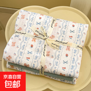 A类超柔双层纱水洗棉四件套碎花被套床单床笠学生宿舍三件套床上 他和她的兔 2.0m床单四件套被套200x230cm