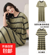 女士春夏季棉质薄款短袖睡裙带胸垫一体式裙子卡通休闲家居服连体 MJ33334【带胸垫】 M 女