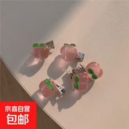 夏季日韩甜美手工发夹发卡粉色系草莓水果编发头饰山茶花边夹发饰 F8073-3#水蜜桃/1只