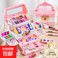 儿童彩妆指甲油口红女孩化妆玩具盒装小女孩化妆品彩妆箱生日礼物 精致礼盒【圆桶手提箱】
