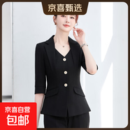 春季新款高端假两件休闲西装气质西服外套高级感套装小香风女神范 黑色（单件外套） S