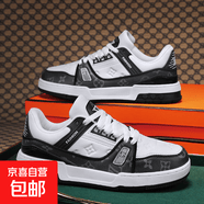 童鞋男鞋AJ4电母低帮板鞋气垫时尚百搭春秋季大巴黎运动鞋篮球鞋 白黑 38