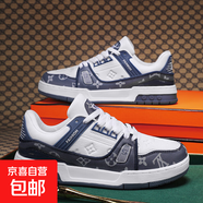 童鞋男鞋AJ4电母低帮板鞋气垫时尚百搭春秋季大巴黎运动鞋篮球鞋 白蓝 44