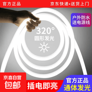 超亮led柔性防水圆形灯带 广告牌霓虹软灯管家用白光户外工程灯条 防水款【10米装】360°发光-送1插头