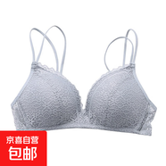少女内衣美背无钢圈聚拢文胸小胸学生韩版抹胸式蕾丝无缝女士胸罩 灰色 85A