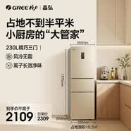 格力（GREE）晶弘三门冰箱 230L 风冷无霜 离子净味 BCD-230WETCL/现代金
