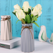 墨斗鱼陶瓷花瓶花艺水培容器大花瓶客厅摆件植物插花瓶哑光灰色8038 