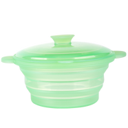 斯凯尔折叠碗户外旅行餐具硅胶折叠保鲜碗学生便携便当盒泡面碗可伸缩碗 水晶绿保鲜碗1个