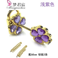 金色小兰亚梦水晶守护甜心项链锁头挂件配情侣项链 锁可打开 浅紫色 吊坠5-6厘米，项链60cm
