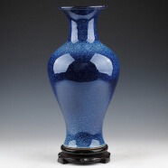焕迪松 景德镇陶瓷器 创意窑变艺术蓝色星空花瓶 赏瓶 现代时尚家居摆设 鱼尾瓶带底座