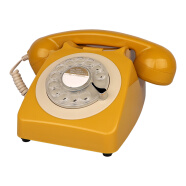 金顺迪1966 欧式仿古电话机家用办公固定电话旋转盘老式古董电话座机 金茶色(接电话线)