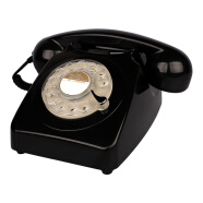 金顺迪1966 欧式仿古电话机家用办公固定电话旋转盘老式古董电话座机 亮黑色(接电话线)
