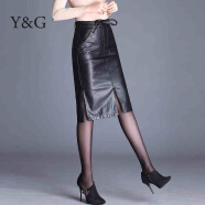 Y&G Young girl eooch皮裙半身裙女2024新款高腰春秋百搭显瘦中长款一步裙PU包臀裙 黑色 M