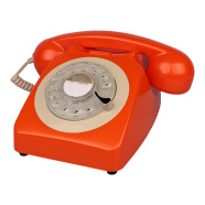 金顺迪1966 欧式仿古电话机家用办公固定电话旋转盘老式古董电话座机 橘色(接电话线)