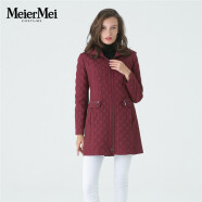 MeierMei玫而美品牌专柜时尚气质修身连帽棉服女中长款冬长袖外套 G50 36