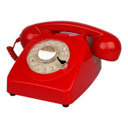 金顺迪1966 欧式仿古电话机家用办公固定电话旋转盘老式古董电话座机 暗红色(接电话线)