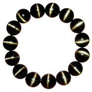 泰彩石7A付证书黑曜石手链双金猫眼金曜石男士本命年手串天然水晶貔恘手链佛珠皮丘情人节生日礼物饰品 10mm标准女款 收藏金猫眼