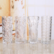 BingYi大号富贵竹大方口花器透明水晶品质玻璃花瓶 四款各一个
