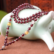 依岚石榴石吊坠绳项链毛衣链男女款水晶时尚饰品礼物