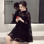 衣典零一（LEDIALYI）2024春秋季新款女装时尚韩版小个子遮肚子显瘦蕾丝连衣裙性感短裙 黑色 XL