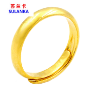 苏兰卡（SULANKA） 光面镀金指环情侣对戒活口镀沙金戒指男 时尚尾戒女送朋友礼物