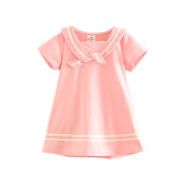 贝壳元素童装女童夏装短袖长裙qz4066 粉红色 120CM