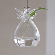创意水培植物透明玻璃小清新花瓶悬挂吊瓶咖啡厅幼儿园居家装饰品 天使开孔小号(高10直径6)