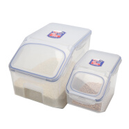 乐扣乐扣(lock&lock)米桶塑料保鲜盒套装12L+5L储物杂粮罐米箱储物箱2件套HPL510S001