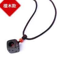 灵菲玲珑骰子安红豆项链吊坠红绳入骨相思豆筛子钥匙扣男女情侣饰品 檀木项链款