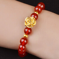 黄金手链女款红玛瑙串珠手链足金玫瑰花手链黄金转运珠女手链路路通编织手串黄金手镯珠宝首饰正品本命年礼物 黄金玫瑰花+红玛瑙 +4金珠 黄金手链女款红玛瑙串珠手链足金玫瑰花手链黄金转运珠女手链路路通编织手串黄金手镯珠宝首饰正品本命年礼物 黄金玫瑰花+红玛瑙 +4金珠