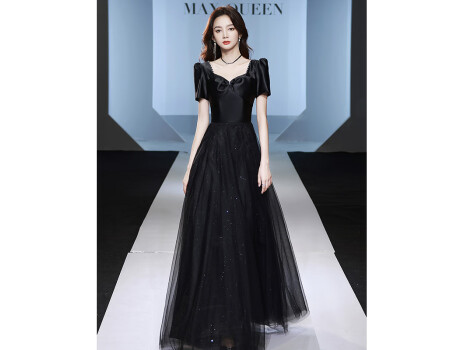 塞德勒黑色小晚礼服裙2022新款宴会高端轻奢小众气质高贵主持人女 黑色长款 L (建议106-115斤)