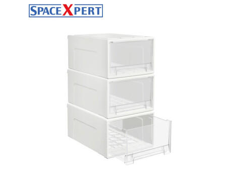 SPACEXPERT 抽屉式收纳盒14L三只 收纳柜收纳箱内衣收纳玩具整理箱储物箱