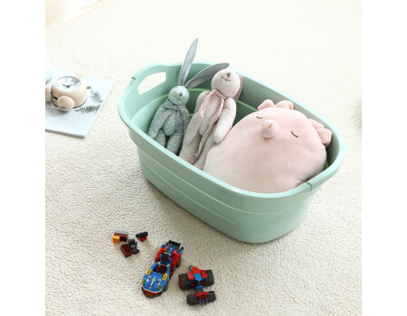 FaSoLa日本品牌多功能硅胶折叠盆清洗盆大号婴儿洗澡盆洗衣盆 藕粉色