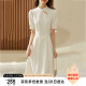 尚都比拉气质中长款旗袍改良版中国风连衣裙夏季小个子裙子 米白色 S 
