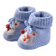 婴儿鞋0一6个月手工编织毛线鞋子春秋新生儿步前学步鞋宝宝软底 蓝色 内长10.8厘米(适合0-5个月)