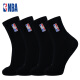 NBA袜子男士中筒休闲运动袜加厚毛圈精梳棉刺绣防滑跑步篮球袜4双