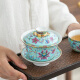 午间 珐琅彩三才盖碗茶杯大号不烫手泡茶碗带盖家用中式陶瓷单个 御瓷珐琅·铃铛盖碗 粉青