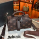 BELUNIS复古时尚轻奢女包品牌经典斜跨手提包女士枕头包 BE深咖色