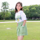 乐悠牛3-14岁夏天穿的女童套装2022新款韩版中大童衣服洋气女孩短袖短裤 绿色【两件套】 150