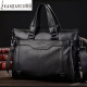 袋鼠（KANGAROO）男士手提包横款公文包单肩包斜挎包商务大容量休闲包 黑色单包